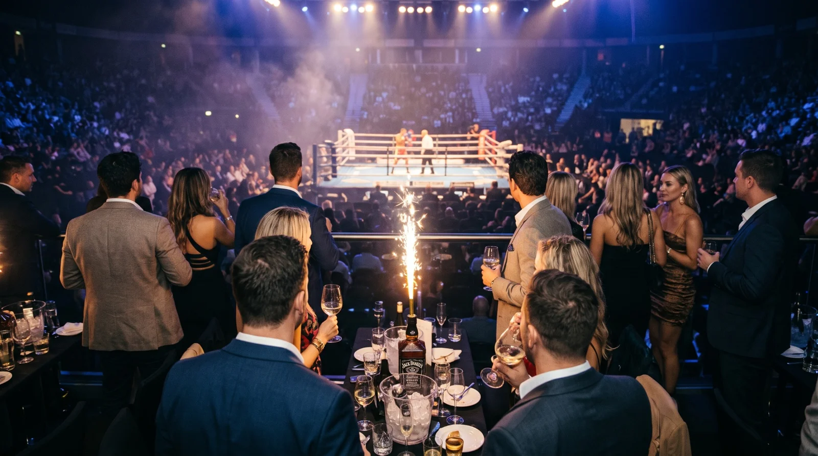 Hospitality guests overlooking the fight ring
